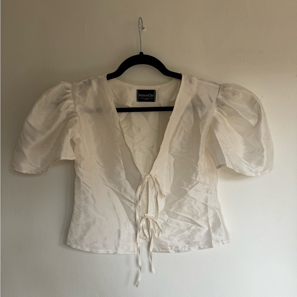 Maison Cleo 100% silk tie front top